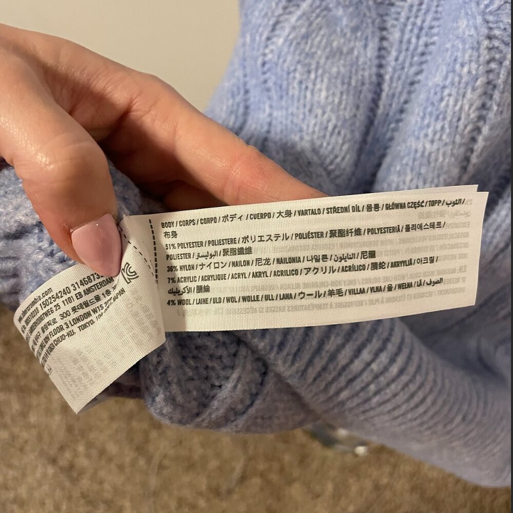 NWT ABERCROMBIE WOMEN'S A&F MADELINE CABLE CREW SWEATER--LIGHT BLUE--XS - Picture 6 of 6